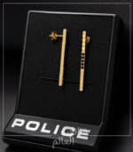 حلق POLICE الفاخر – تصميم عصري بكريستال أسود ولمسة ذهبية أنيقة